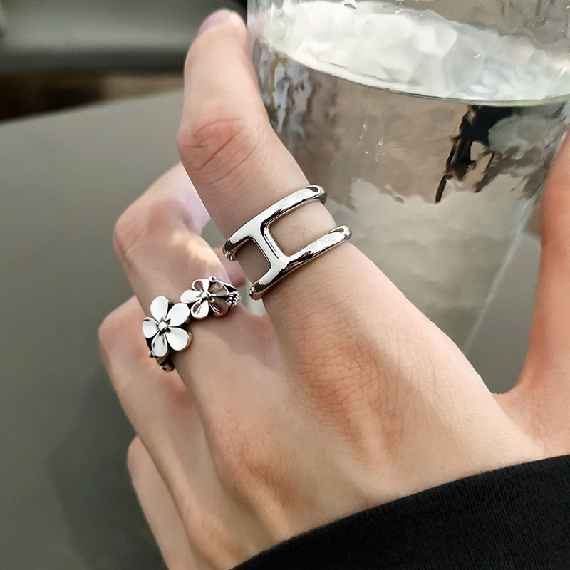 28—戒指女ins纯银几何重工多边形菱形小众设计嘻哈冷淡风简约指环