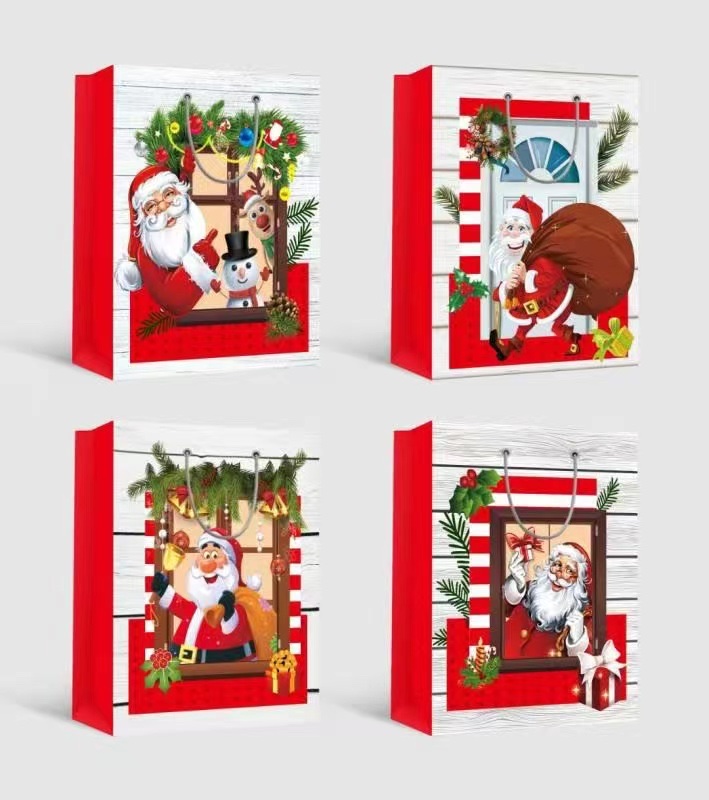 Christmas gift bags, hand-held gift paper bags, custom-made clothing packaging paper bags, wholesale food takeout packaging bags, customized Specification image