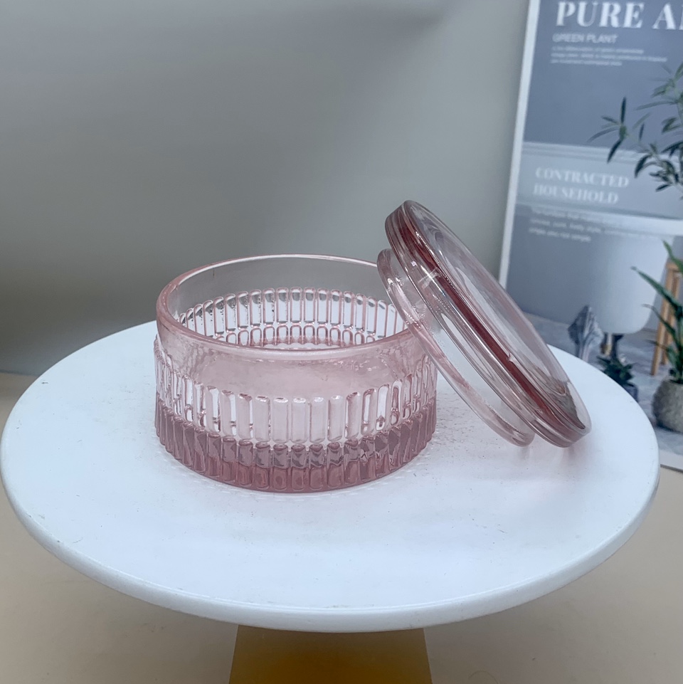 Simple fashion glass candy jar with lid storage jar