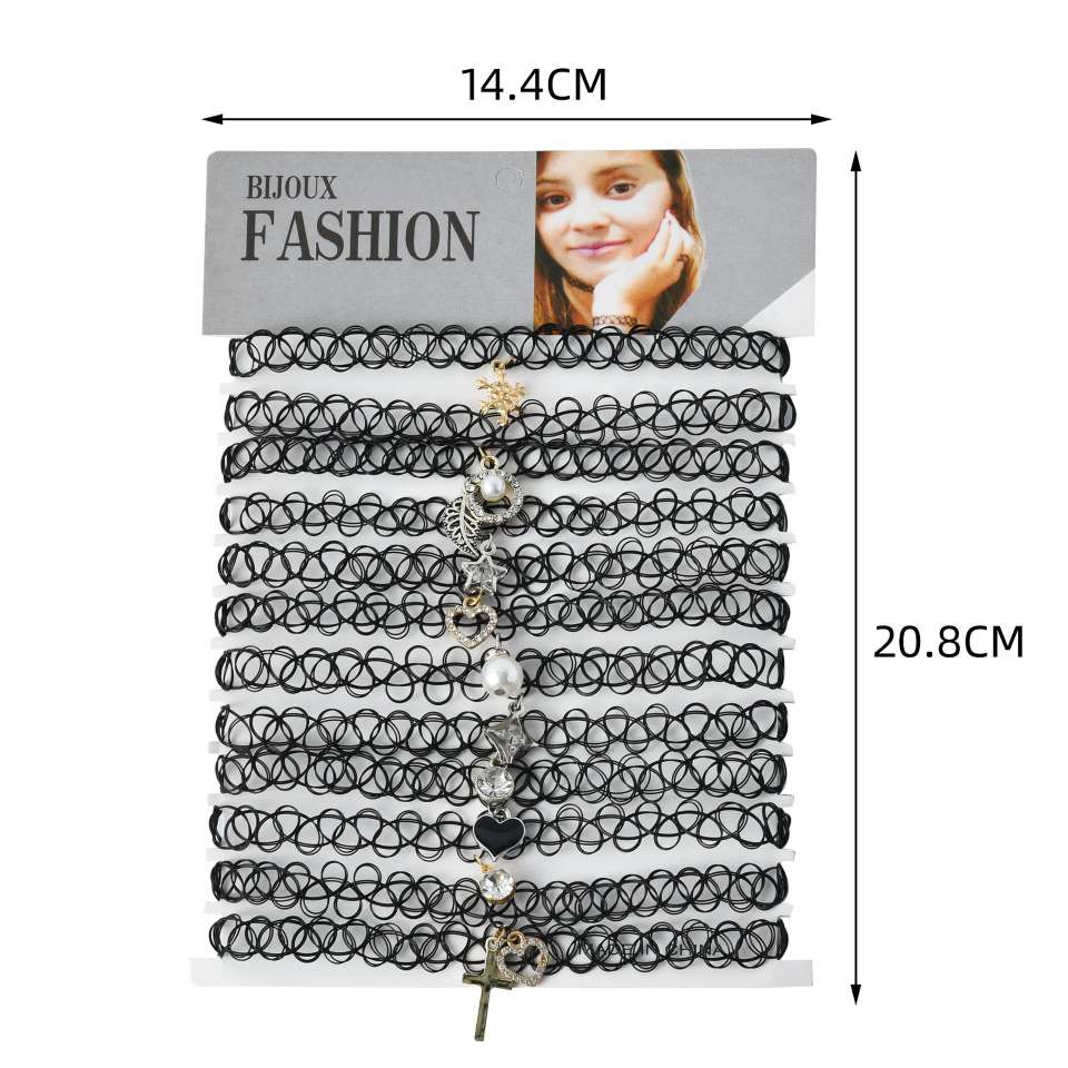 FLY1600 Creative Women's fishing line Tattoo Necklace, Korean version simple and fashionable creative handmade short piece jewelry, direct supply wholesale Specification image