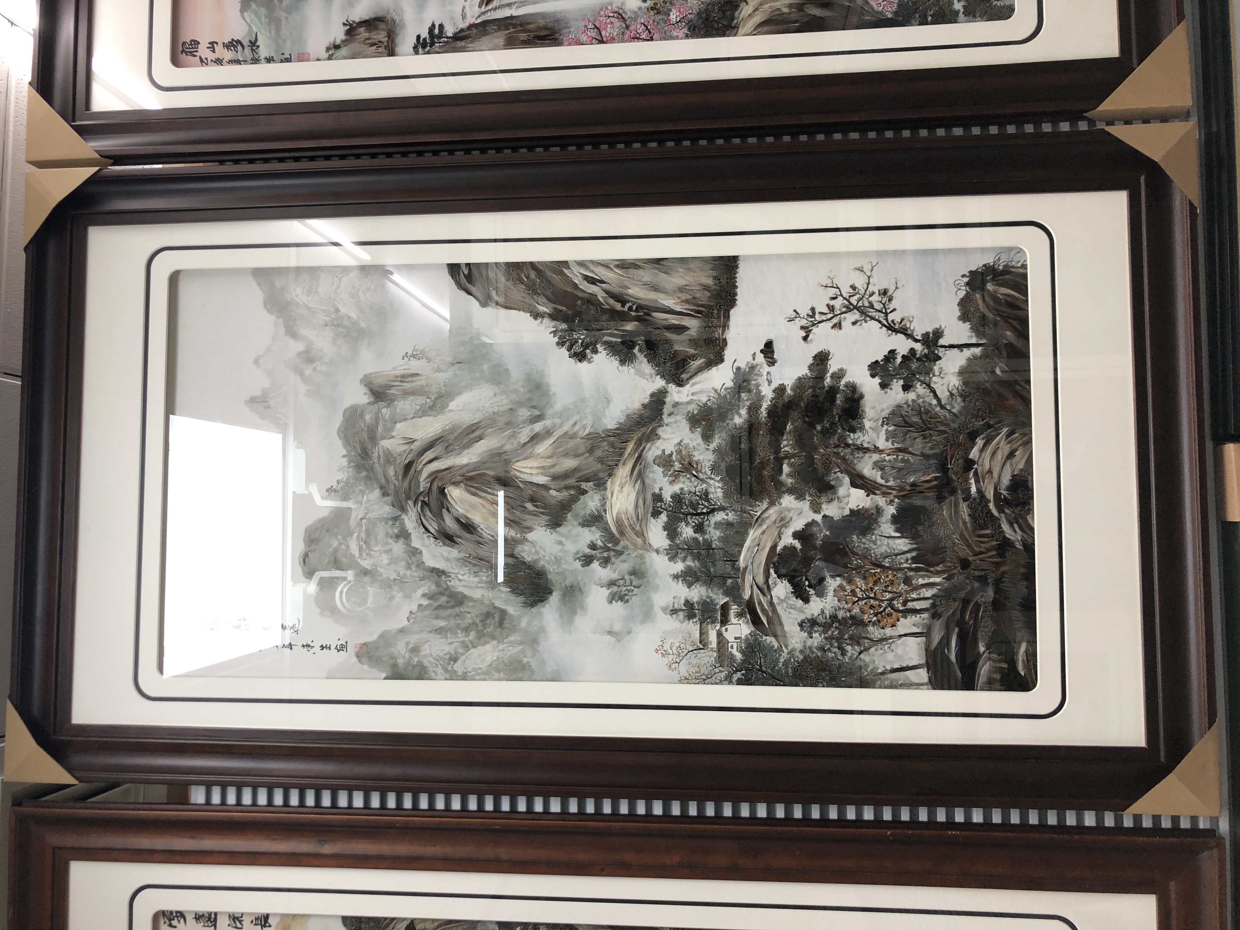 义乌大森装饰175X95cm纯手工羽毛画装饰画源远流长a3细节图