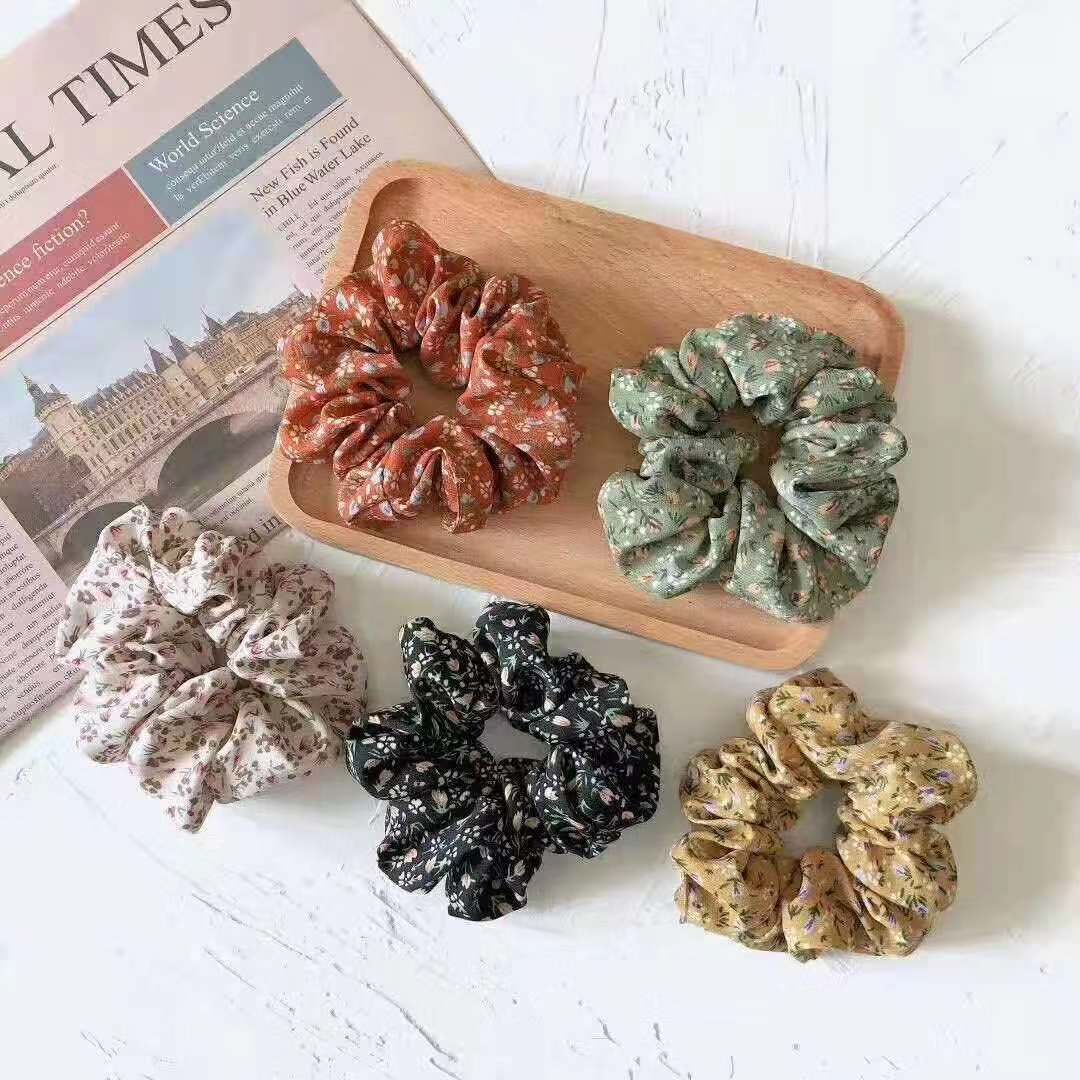 商品7高级感碎花大肠发圈女网纱扎头皮筋发饰头绳发绳新款