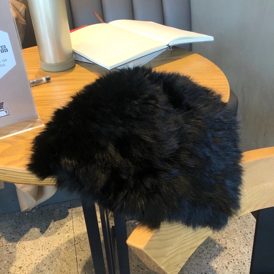 毛毛帽加厚保暖真毛兔毛绒皮草帽编织包头针织毛线帽子女秋冬百搭细节图