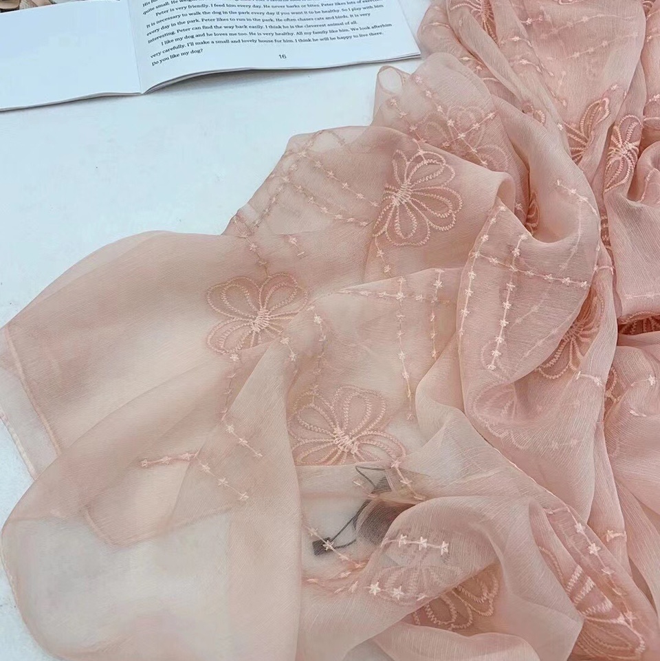 Pure Silk Embroidered Scarf