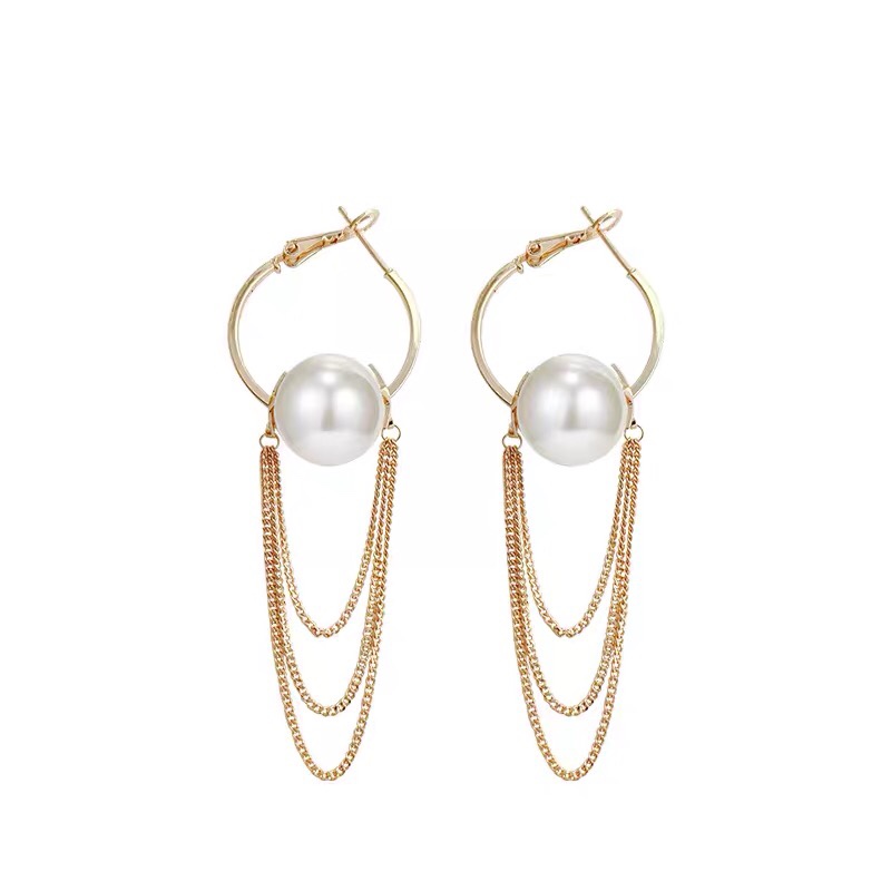 Pearl fringe classic all-in-one fashion trend court Lolita earrings