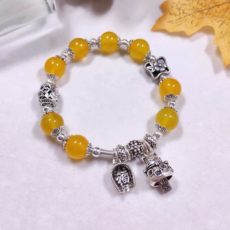 Original new natural topaz S925 sterling silver bracelet for women simple fashion bracelet