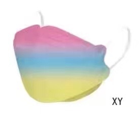 Gradient color adult mask fish form human KF94 mask fish mouth shape willow leaf shape folded Korean version individual packaging Specification image