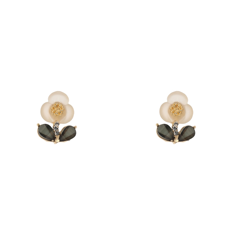 High quality Red love sterling silver earrings for women Summer French studs Earrings 2021 new fashion flower glass diamond studs 74