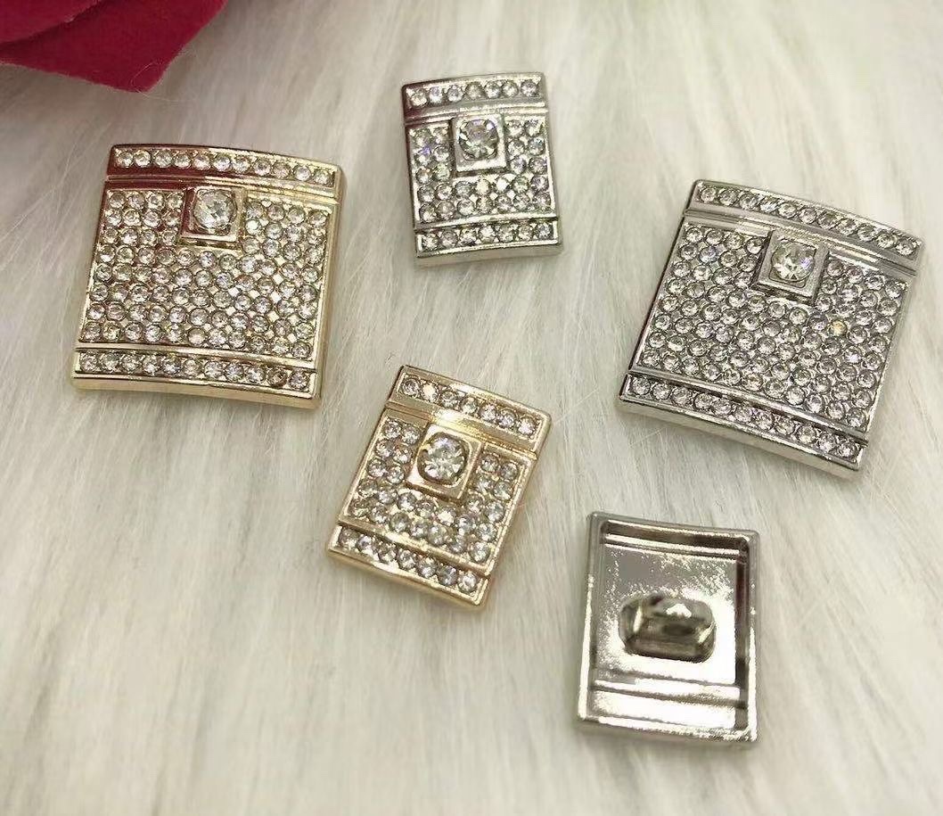 Metal Square Buckle Manufacturers Direct Metal Hand Stitched Buckle Texture Stitching Button Fashion Women's Small Fragrant Coat Sewing Button Wholesale details Picture