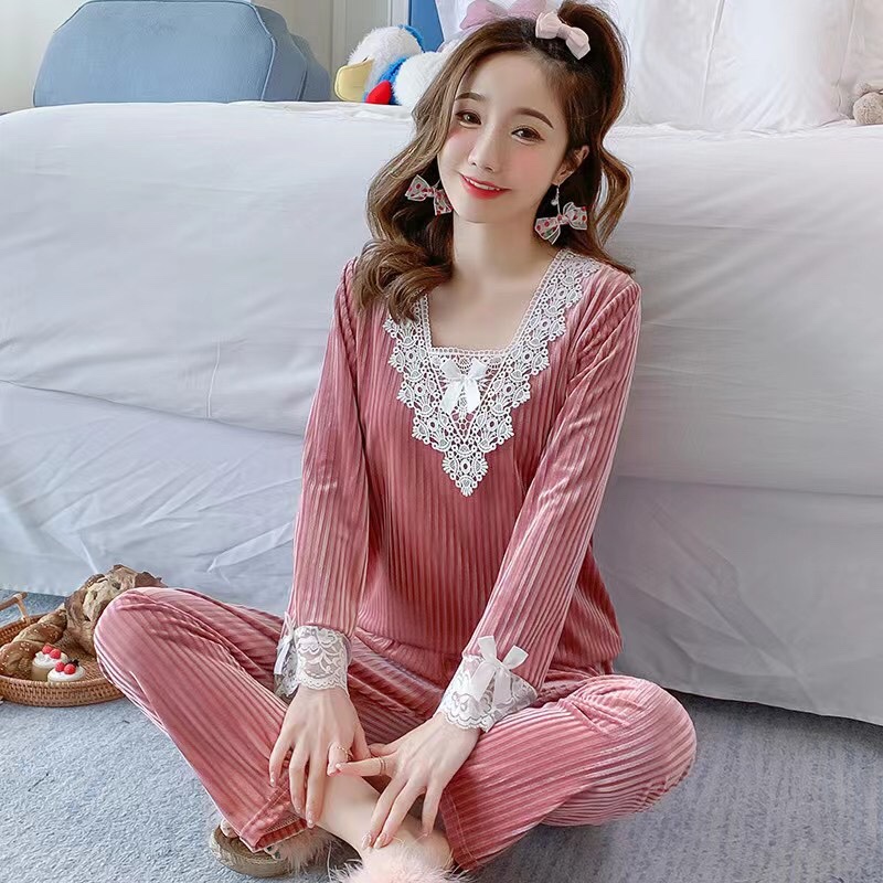 Group 9013# (Batch 43) August Autumn Velvet Lace Trim Long-sleeved Set M-XXL size Yiwu Quality Goods 2021 New Style Special Sale Bestseller Promotion Limited-time Flash Sale Event