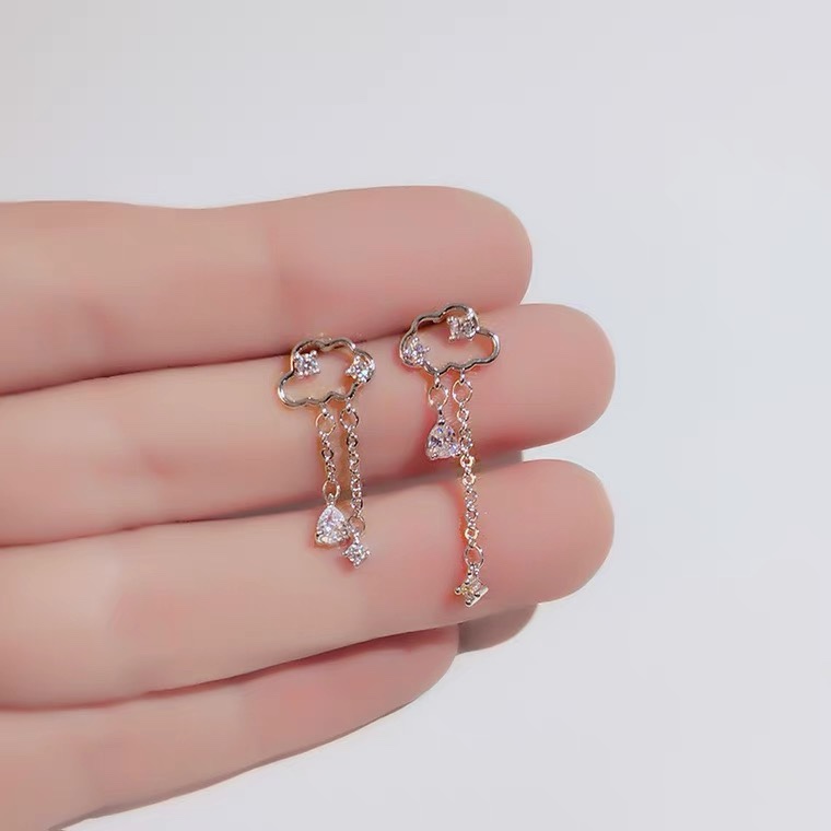 Cloud zircon earrings retro personality long superflash zircon national wind multi-tassel colorful earrings copper earrings Yiwu zircon