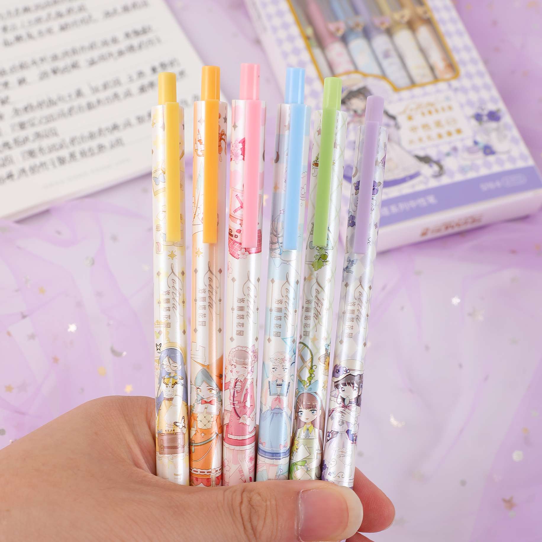 善知展示插盒装S709-72洛丽塔花园按动笔 学生考试用笔 商务办公用笔详情图8