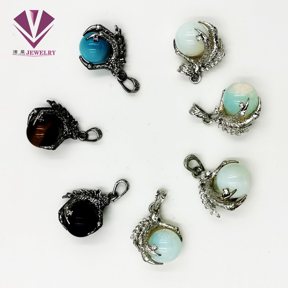 Natural stone Eagle claw pearl pendant, opal, opal, tiger eye, black stone, noctilucent stone, green east edge jade, pink stone, violet thumbnail
