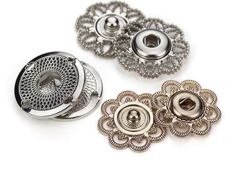 高档金属四眼暗扣羊绒大衣隐形扣手缝按扣时尚百搭摁扣外套纽扣女尼子大衣扣细节图