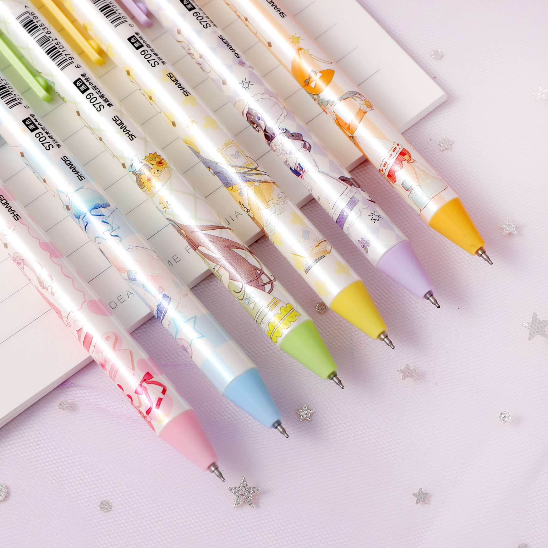 善知展示插盒装S709-72洛丽塔花园按动笔 学生考试用笔 商务办公用笔详情图7