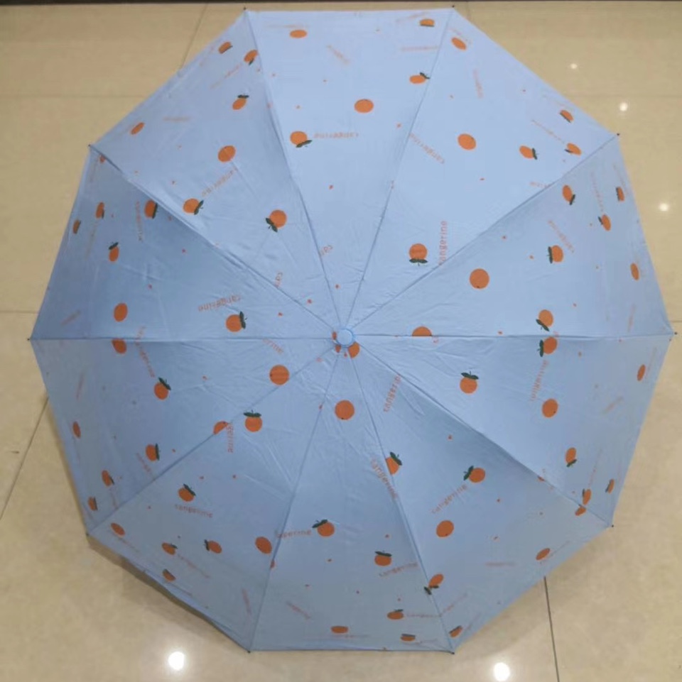 T2063三折橙子伞黑胶太阳伞遮阳伞防紫外线晴雨伞商务女士伞