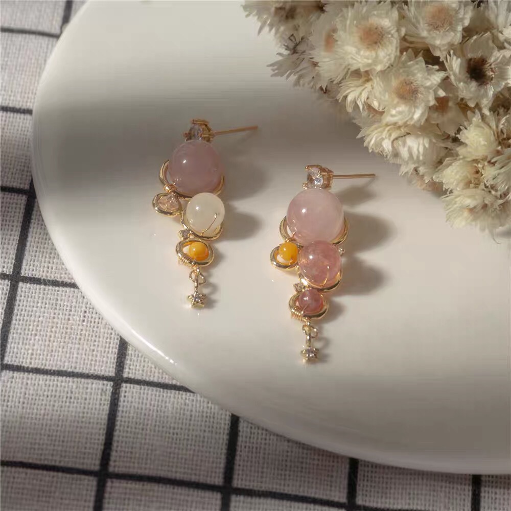 Boutique natural stone fashion trend Bohemian style earrings