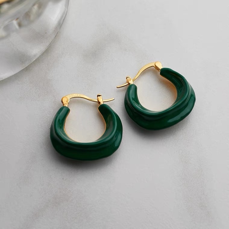 Green ear buckles 3, retro and unique long, super sparkling zircon, ethnic style, versatile, tassel, seven-color earrings, copper earrings, Yiwu zircon details Picture