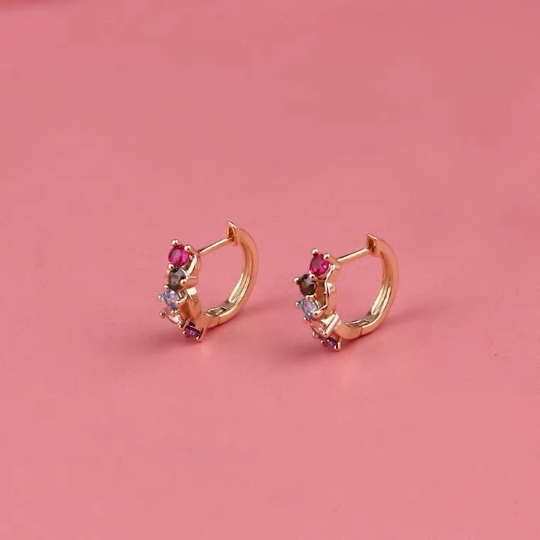Ear buckles 3 retro, unique, long, super sparkling zircon, ethnic style, versatile, tassel, seven-color earrings, copper earrings, Yiwu zircon details Picture