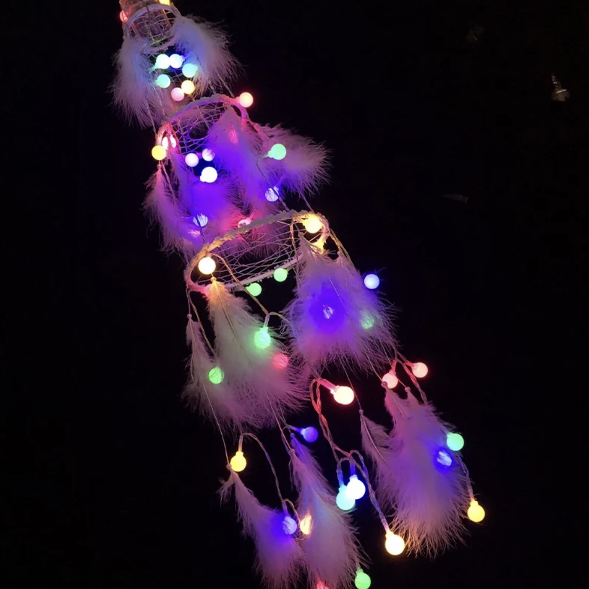 Dreamcatcher hanging decoration wind chimes Indian Tanabata birthday gift light shop Dreamnet big finished bead color battery