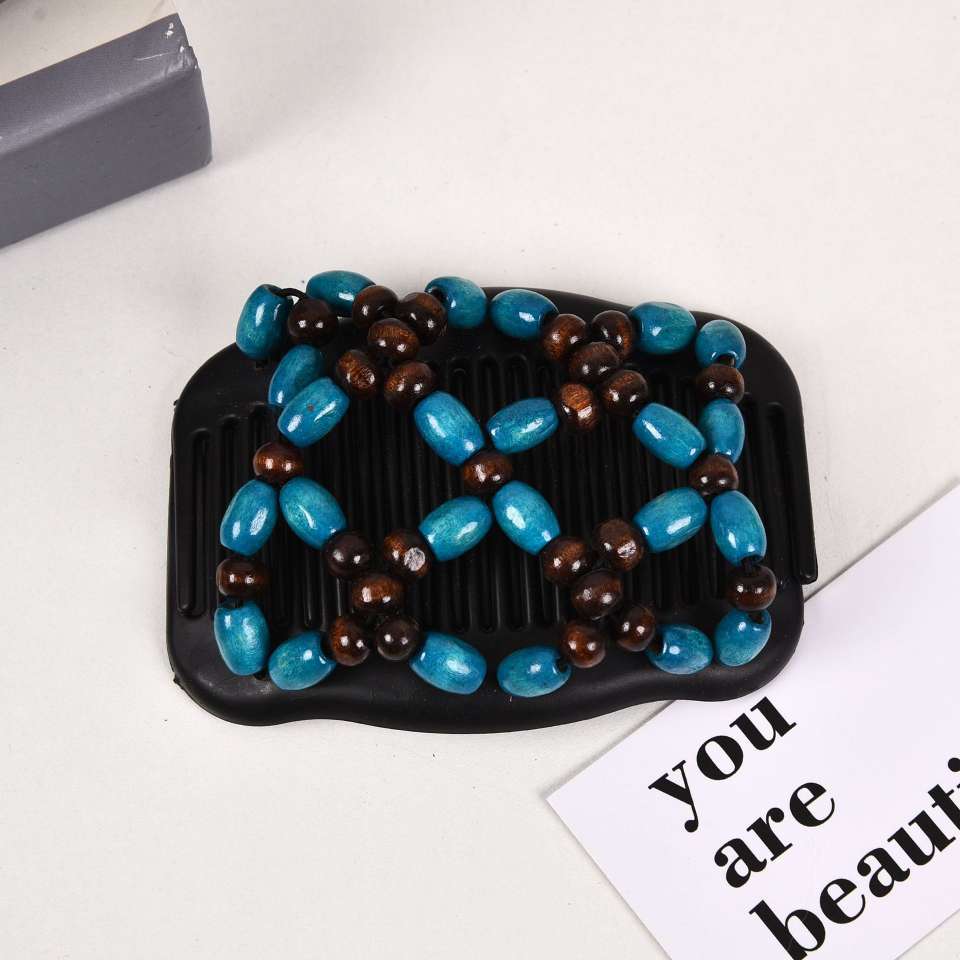 FLY1603 Cross-border beaded wood Bead Magic Hair Comb, Double-row Plug, Versatile Hair Comb, Magic Hair Comb, Hair coil, Hair Plug, Custom manufacturer Specification image