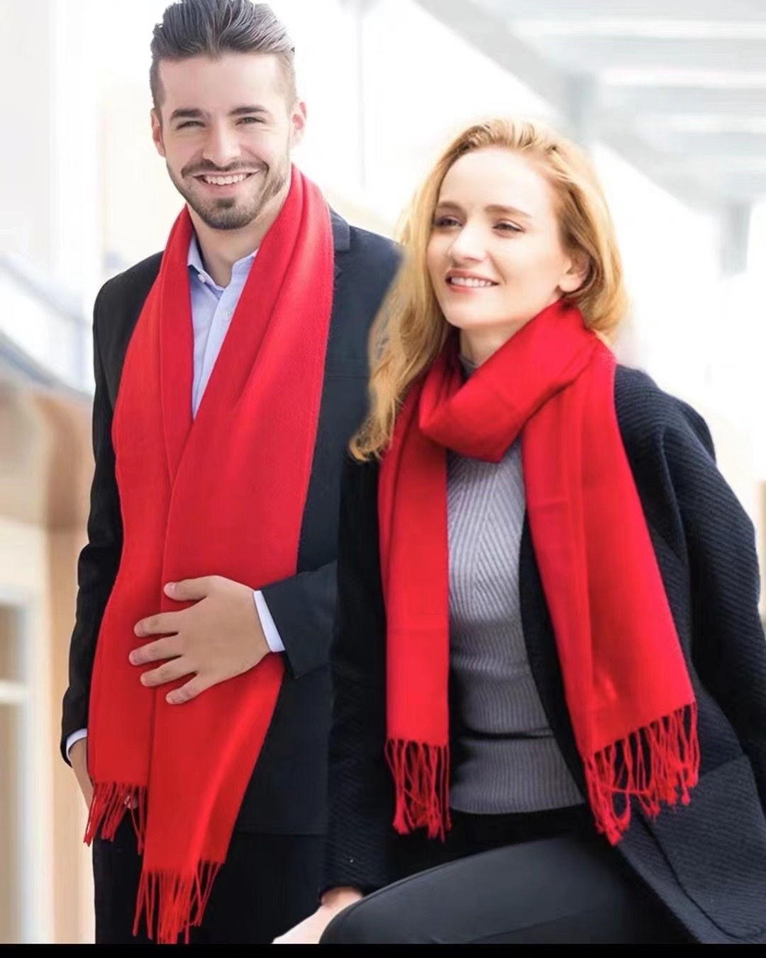 Bright Red Festive Scarf details Picture
