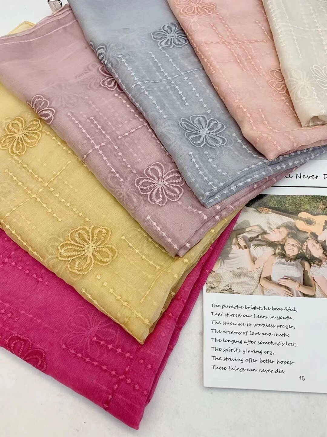 Pure Silk Embroidered Leisure Scarf Application Scenario