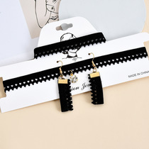 FLY1576 Wind necklace women's fashion network red neck chain choker black collarbone chain short neck chain neck strap three-piece set