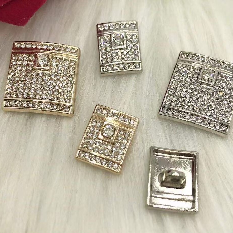 Metal Square Buckle Manufacturers Direct Metal Hand Stitched Buckle Texture Stitching Button Fashion Women's Small Fragrant Coat Sewing Button Wholesale