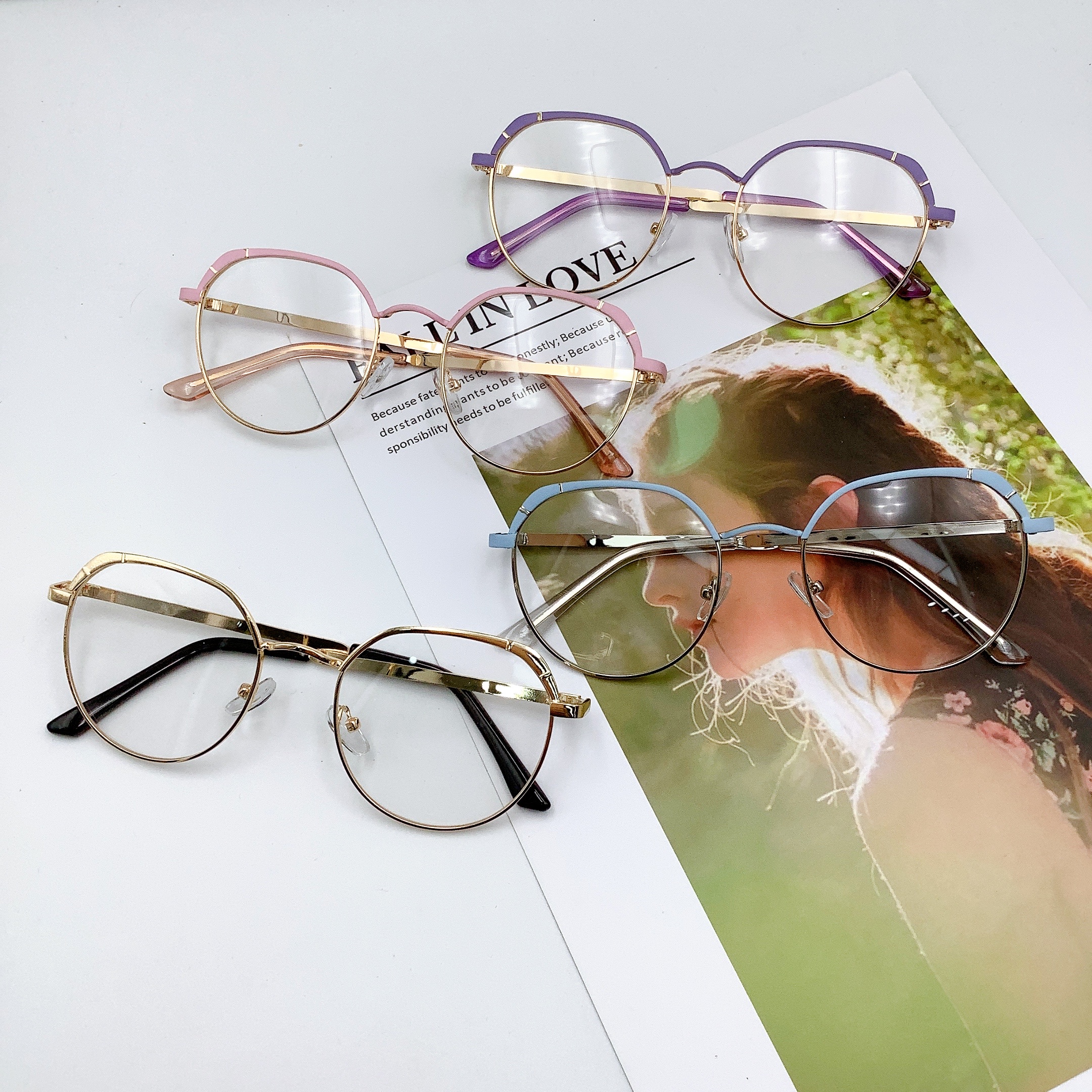 新款韩版时尚成人平光镜 圆框复古可配近视眼镜 M-150详情图9