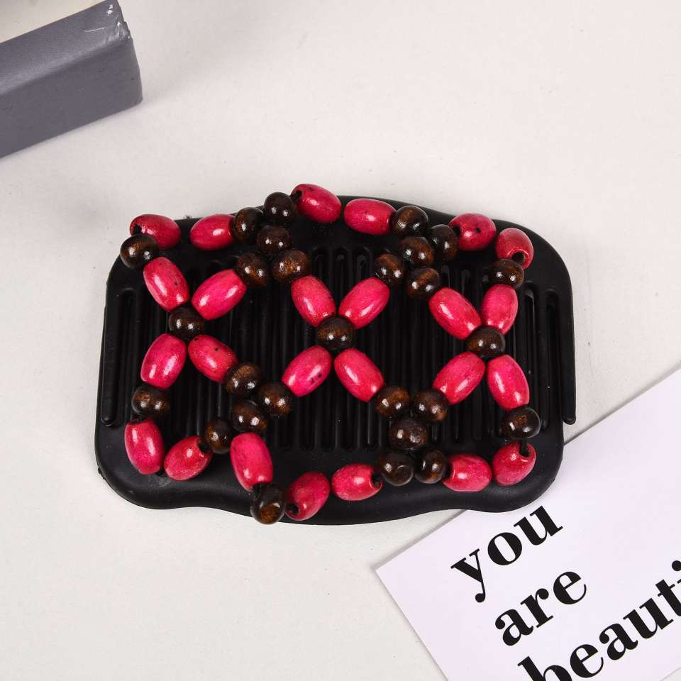FLY1603 Cross-border beaded wood Bead Magic Hair Comb, Double-row Plug, Versatile Hair Comb, Magic Hair Comb, Hair coil, Hair Plug, Custom manufacturer detail image 3