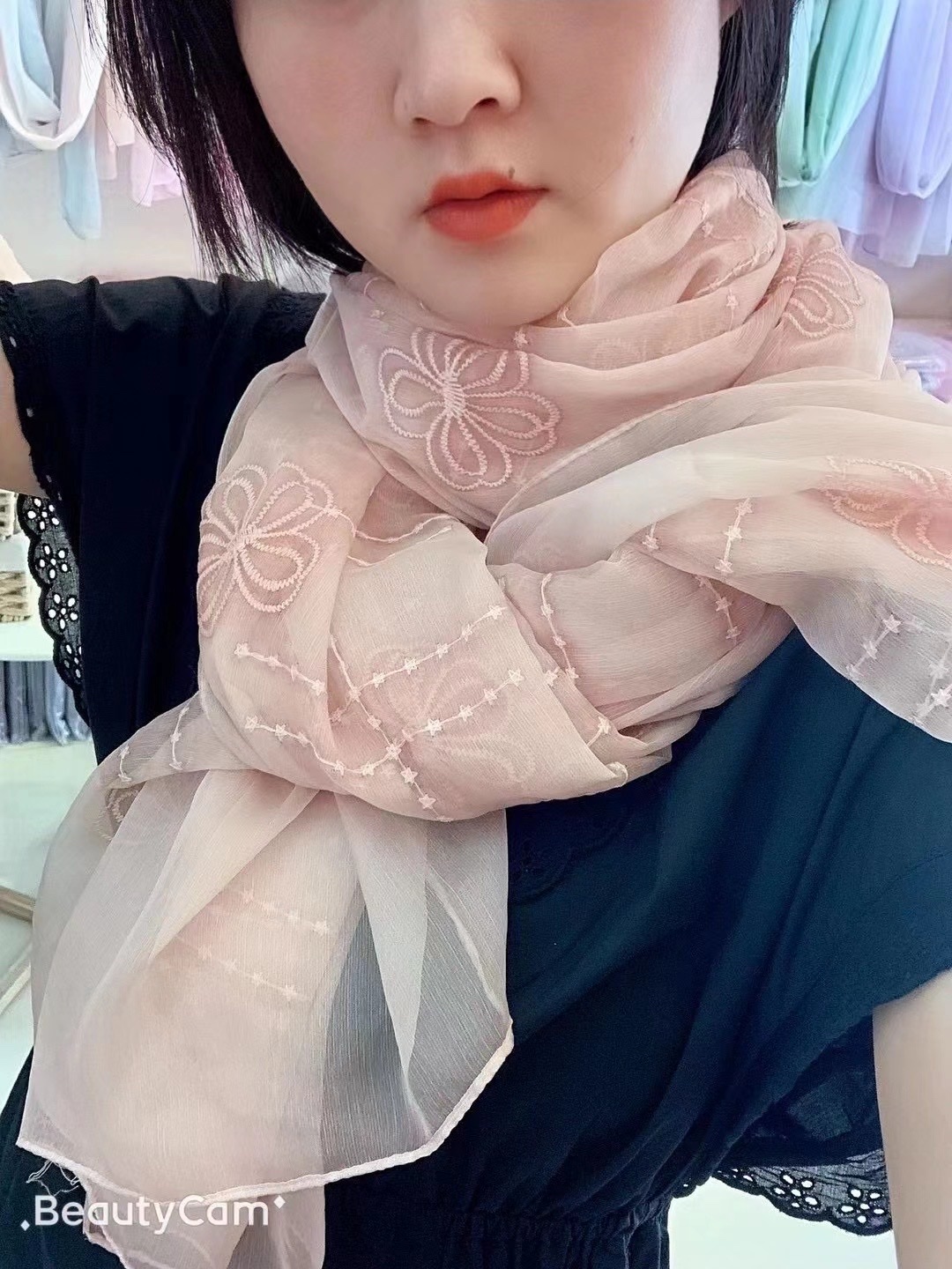 Pure Silk Embroidered Scarf Item Picture