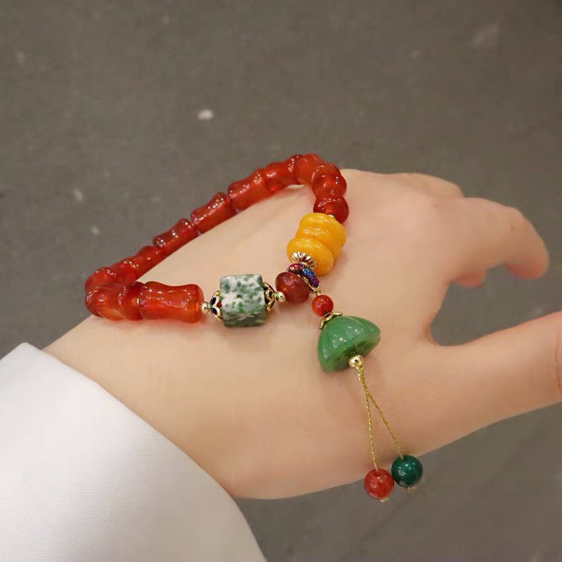 2021网红爆款复古中国风红玛瑙手链女节节高手串女