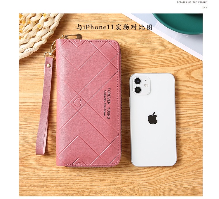 2021新款女士钱包女长款时尚压花单拉链大容量零钱包手拿手机包 详情图2