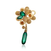Upscale Diamond set Drop fringe Flower Brooch Unisex ins Suit Coat Coat Pin Accessories Collar pin