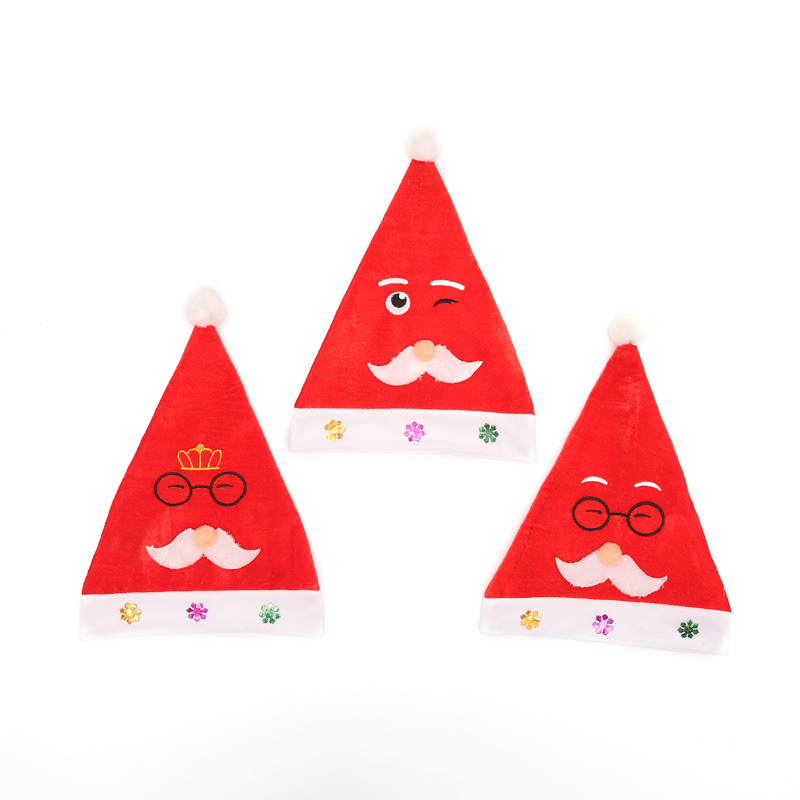 New Cartoon Antlers Old Man Christmas Children's Holiday Party Creative Gift Toy Small Gift Christmas Tree Decoration Pendant Santa Claus Crown Glasses Embroidered Hat Santa Hat details Picture