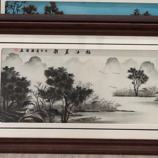 义乌大森装饰180X80cm纯手工羽毛画装饰画源远流长a24