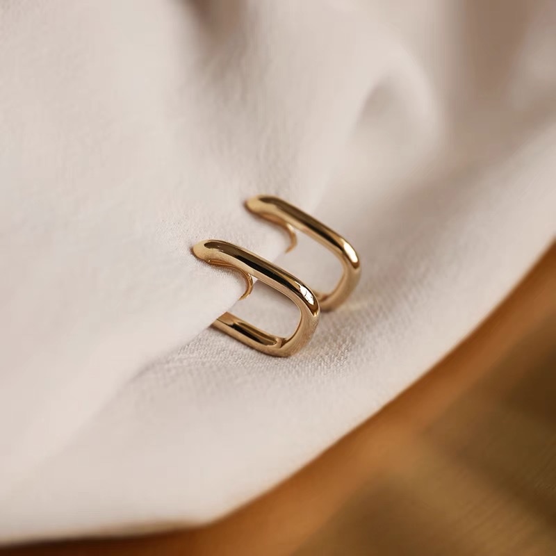 Ear clips, no ear piercings, ear loops, earrings, high-end look, cold and simple style, Jieya steel jewelry details Picture
