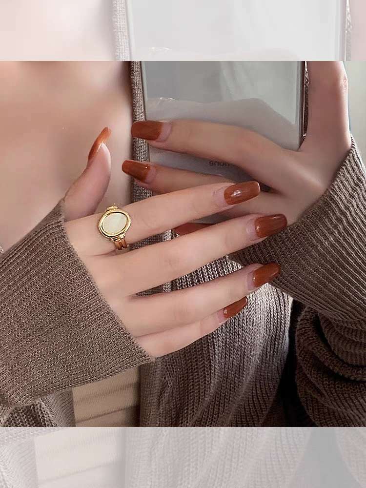 Jade Bead -017 Geometric Shell Ring for Women, Instagram, cold style, simple design sense, index finger ring, niche design sense, open ring Specification image