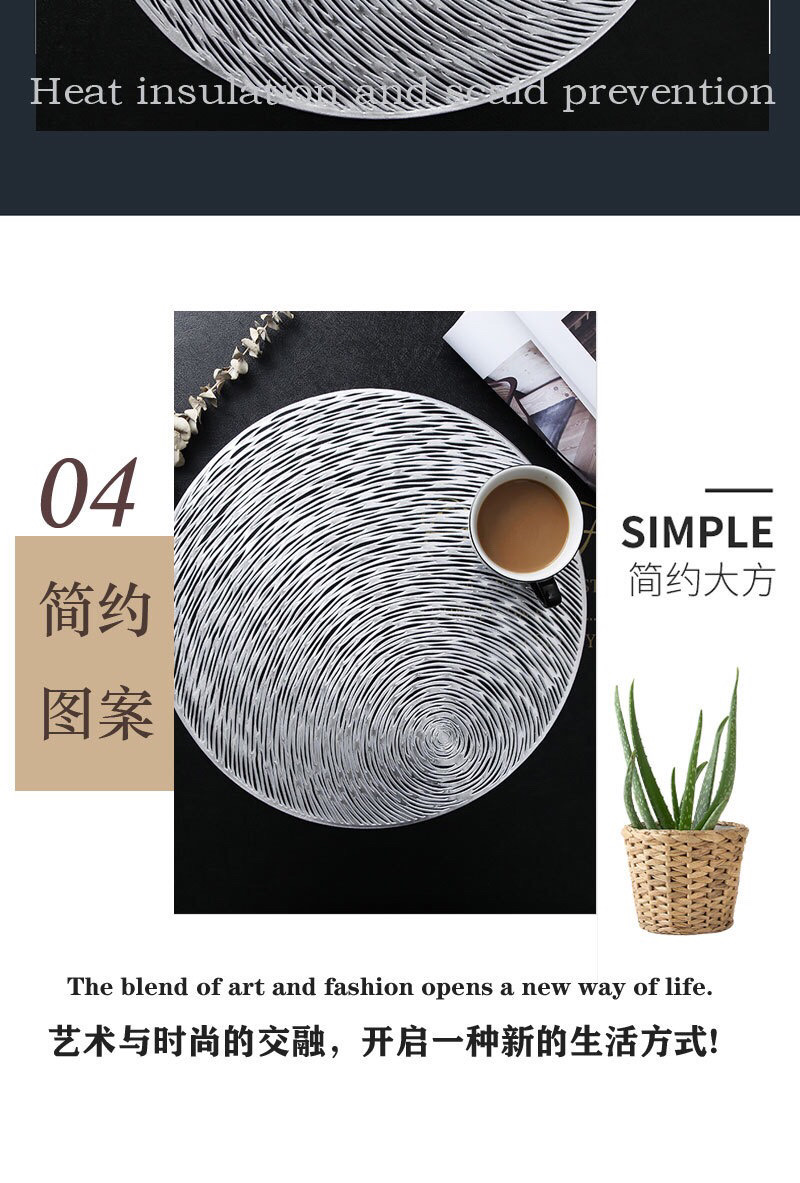 Nordic pvc placemats, creative circular hollowed-out heat insulation pads, anti-slip coffee coasters for hotels and restaurants, simple table MATS detail image 8