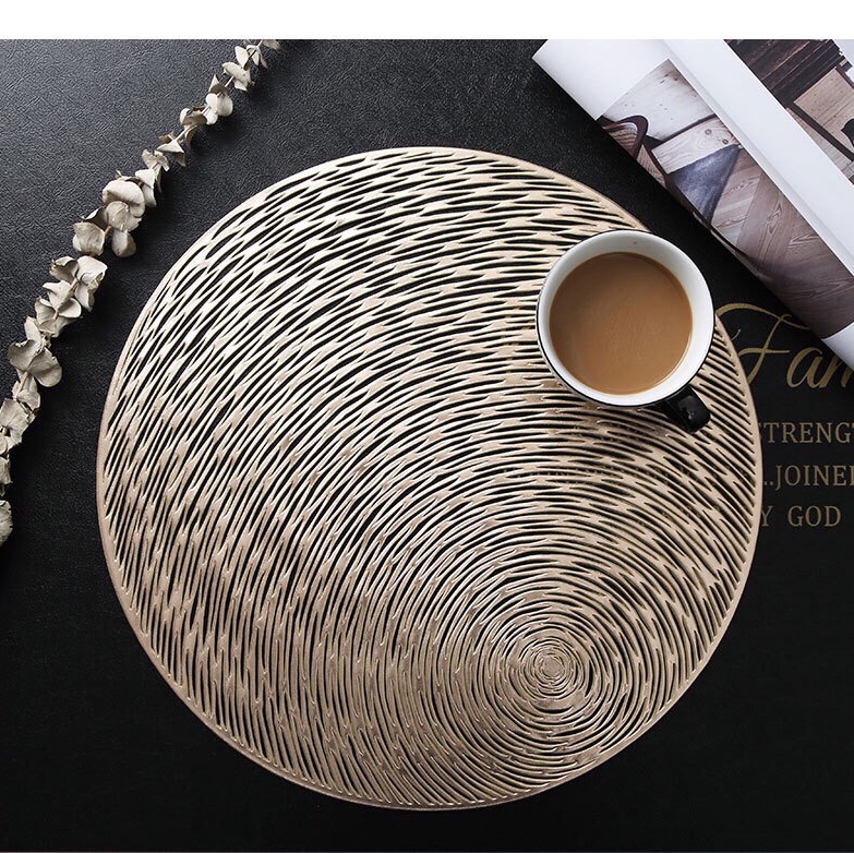 Nordic pvc placemats, creative circular hollowed-out heat insulation pads, anti-slip coffee coasters for hotels and restaurants, simple table MATS