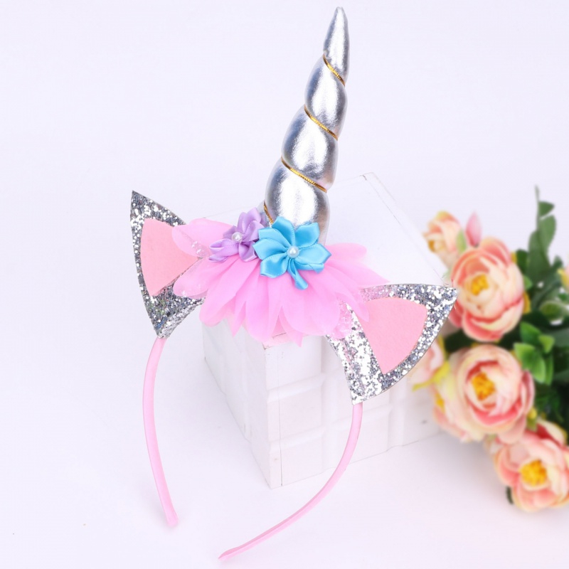 Unicorn Flower Headband Hair Card Children's gift Headband Hair Cave Cute girl baby Hair accessories Student Headband 5