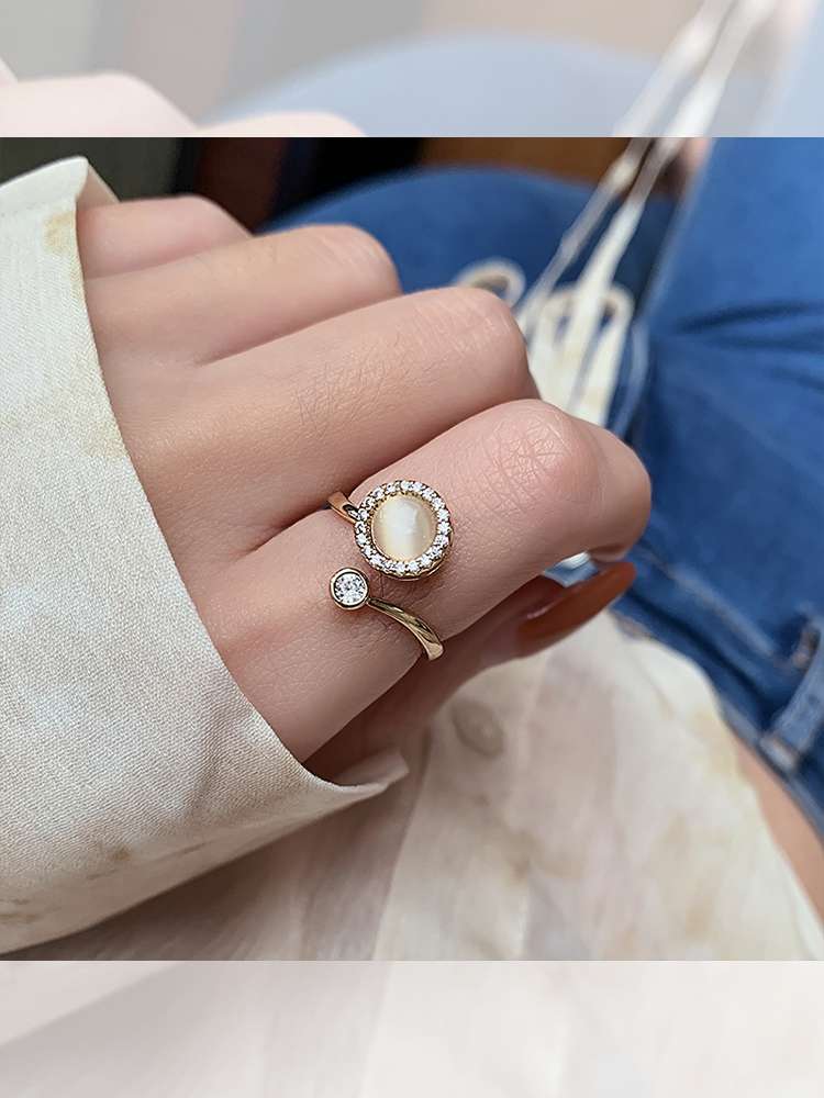 Jade Pearl -020 Cat's Eye Ring, a new style of fashionable and individual plain ring for women, an Instagram niche open ring, and a delicate index finger ring Specification image