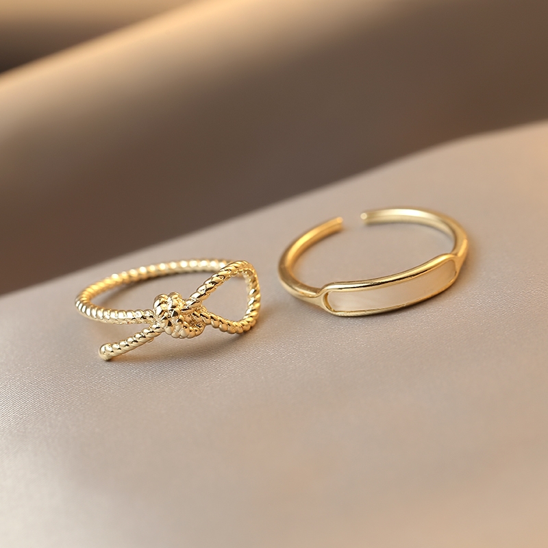 Yuzhu -023 Simple and plain ring with a hemp rope knot, a niche and fashionable cold style open ring for women, an Instagram trendy and popular design index finger Item Picture