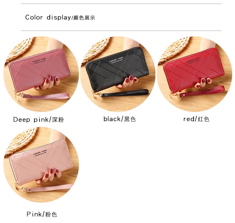 2021新款女士钱包女长款时尚压花单拉链大容量零钱包手拿手机包 详情图8