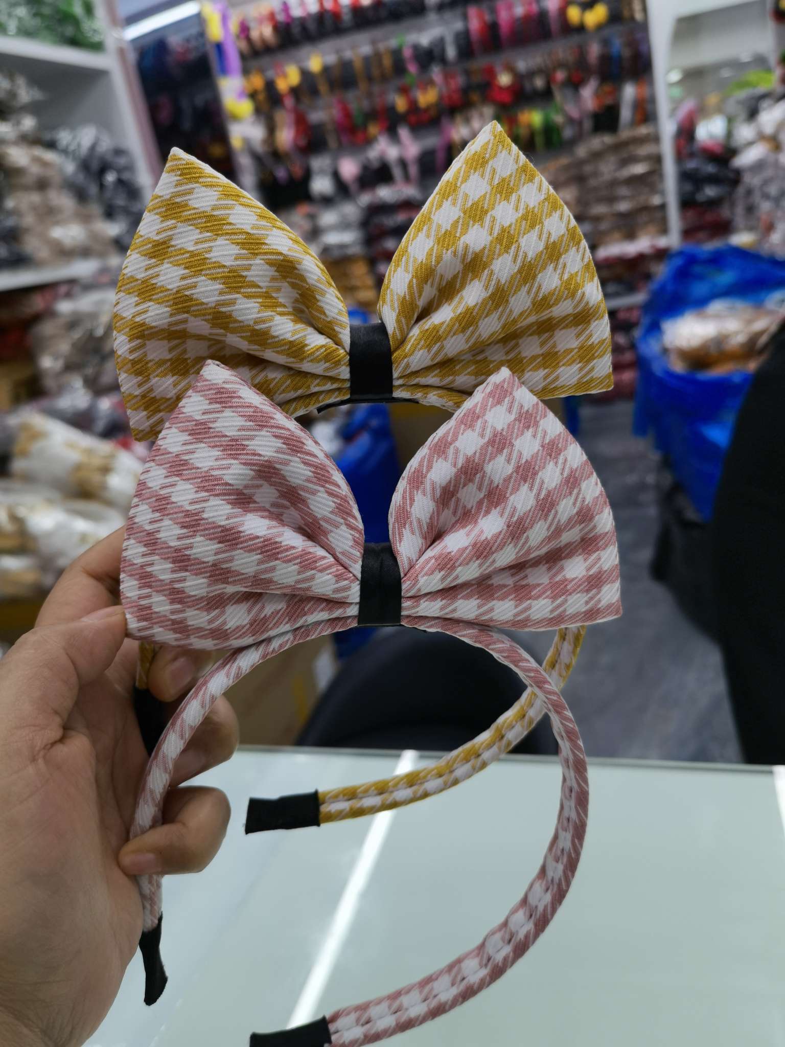 Check Bow Tie Headband Headband Hair Band Bow Headband Headband Specification drawing