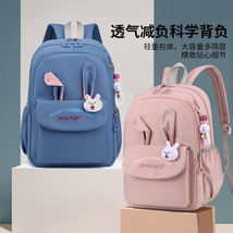女生纯色校园韩版简约大容量双肩包中小学生上学书包户外旅行背包