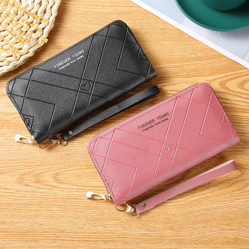2021新款女士钱包女长款时尚压花单拉链大容量零钱包手拿手机包 细节图