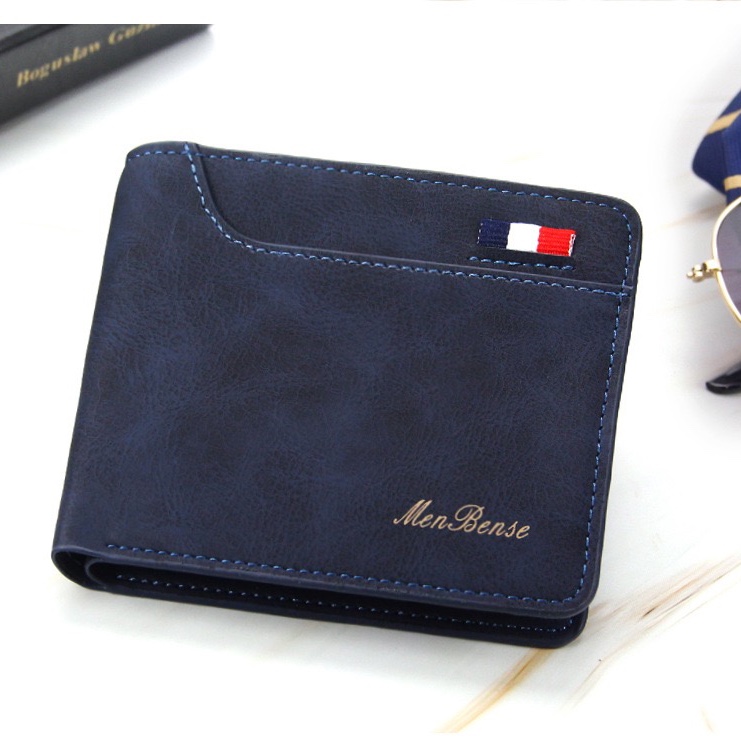 新款男士钱包磨砂时尚休闲多卡位男士钱包钱夹短款pu三折钱包