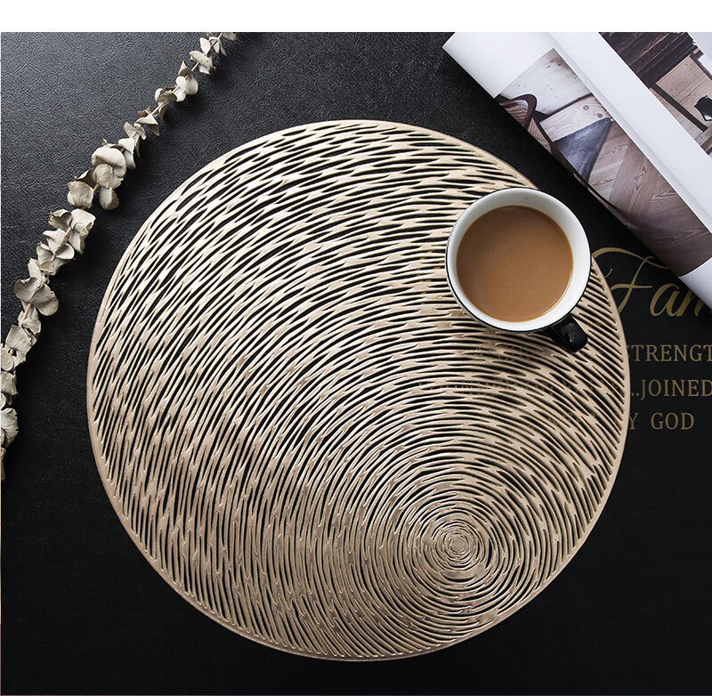 Nordic pvc placemats, creative circular hollowed-out heat insulation pads, anti-slip coffee coasters for hotels and restaurants, simple table MATS detail image 3